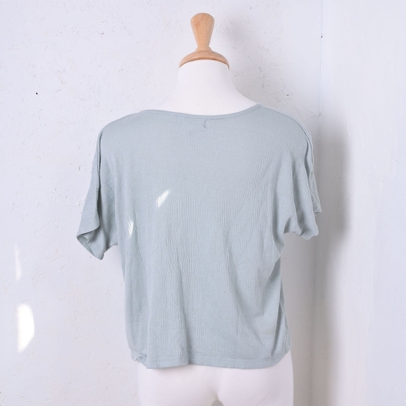 Pink Rose | Mint green womans t shirt with key hoke tie up - Picture 2 of 12